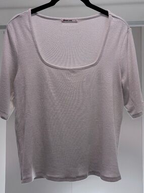 Marine Layer Lexi Square Neck Rib Top WHITE, Size Large Women's Shirts